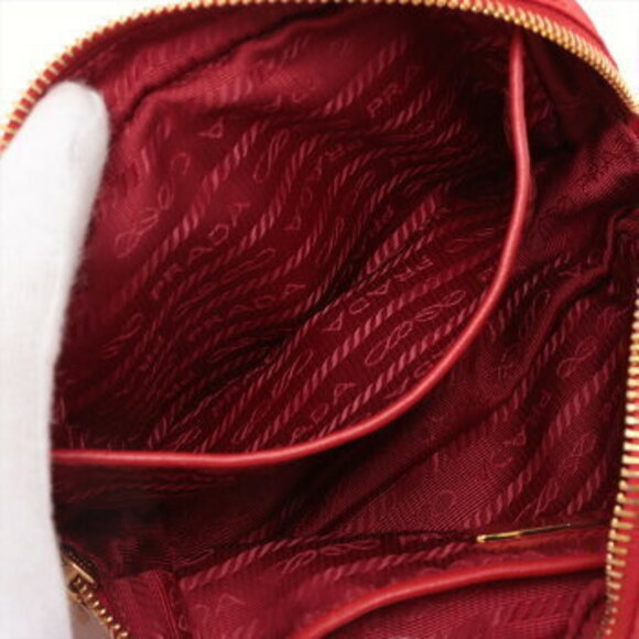 Prada Tessuto nylon ribbon Crossbody Bag red hand tote M - Picture 7 of 12